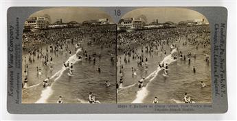 (STEREO VIEWS) Group of 30 stereographs of New York City in the 19th and early 20th centuries, including Coney Island, Central Park,